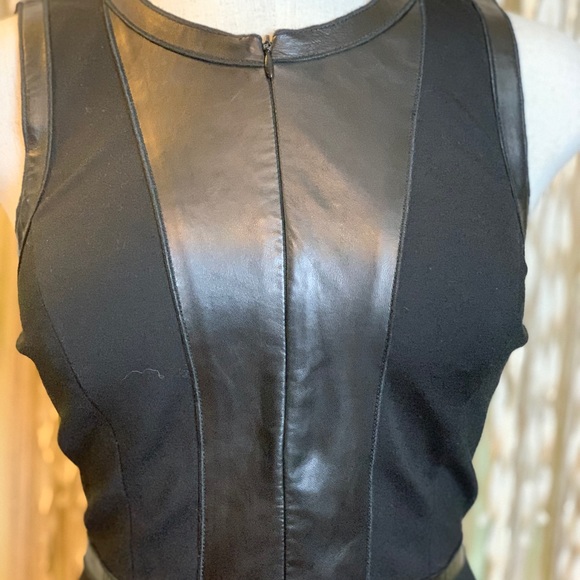 Rebecca Taylor Black Zip Front Dress Lamb Leather - Picture 3 of 8